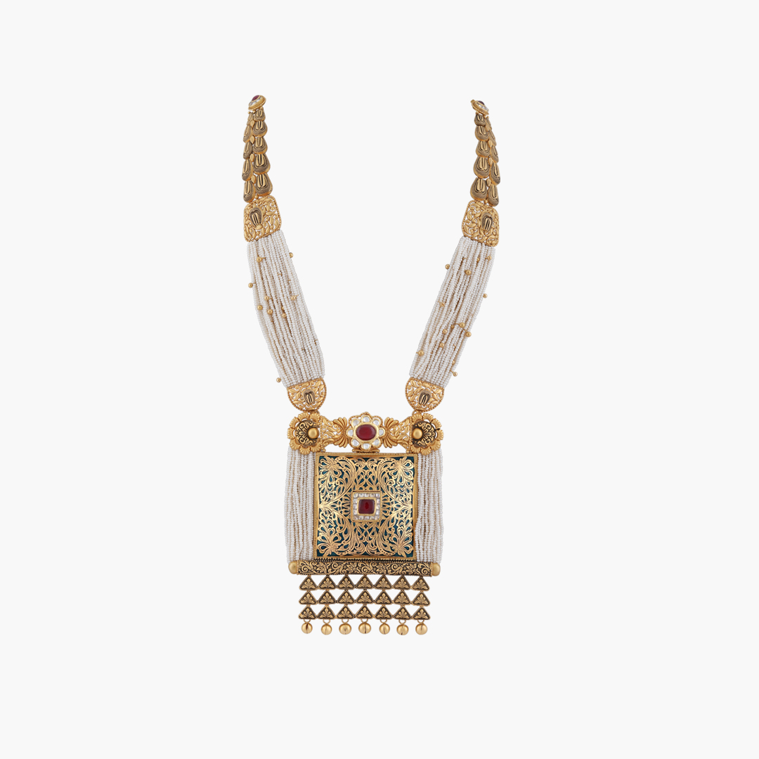 Gold Stone & MOTI Necklace Set NS05646588